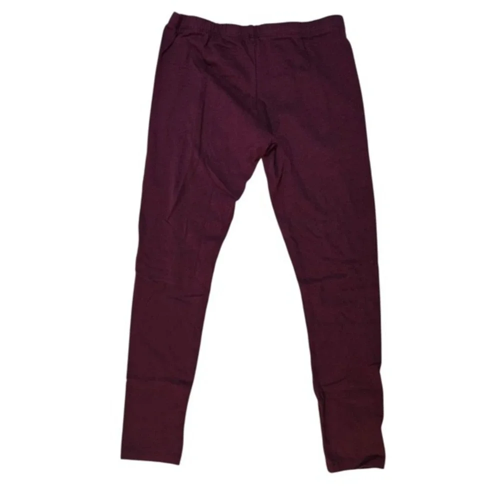 Burgundy Solid Leggings Kids Girls Maroon Elastic Waist Full‎ Length Pants